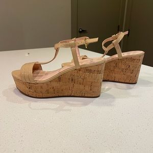 Nude and cork wedges